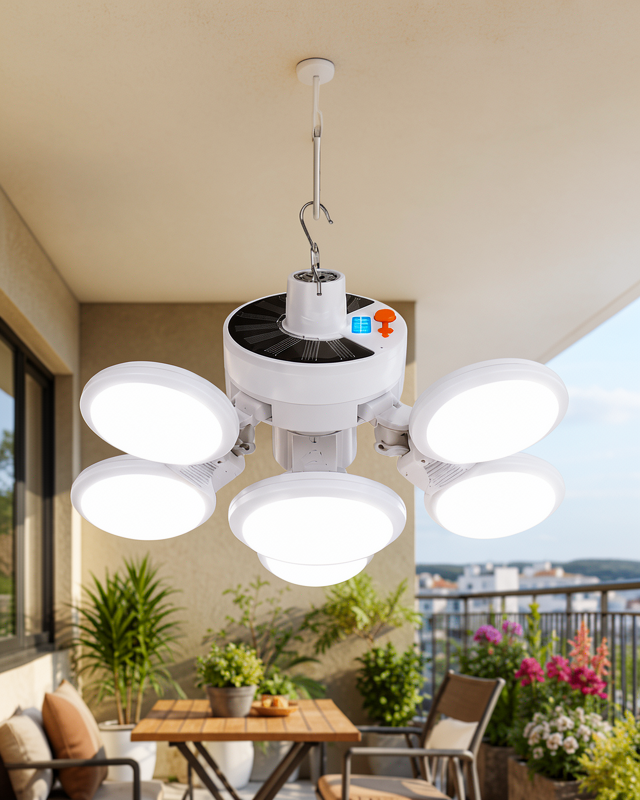 Güneş Enerjili Katlanabilir 5 Kanatlı Solar Bahçe Lambası