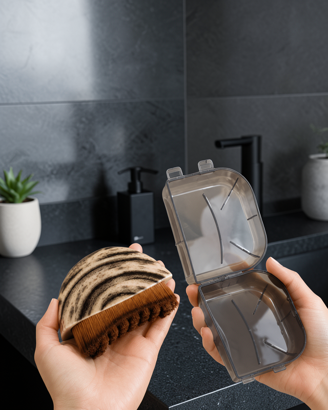Masaj Fırçası Ahşap Desenli Yumuşak Kıllı Vücut Temizleme ve Banyo Fırçası