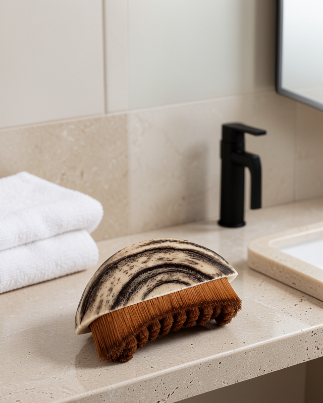 Masaj Fırçası Vücut Temizleme Fırçası Ahşap Desenli Yumuşak Kıllı Banyo Fırçası