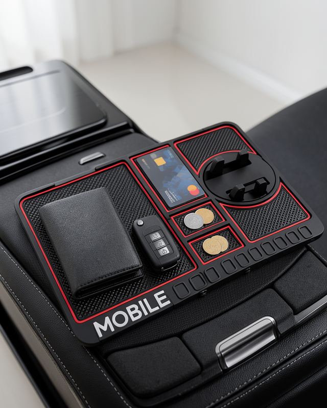 Telefon Standlı Araç İçi Organizer Kaydırmaz Silikon Konsol Düzenleyici Mat