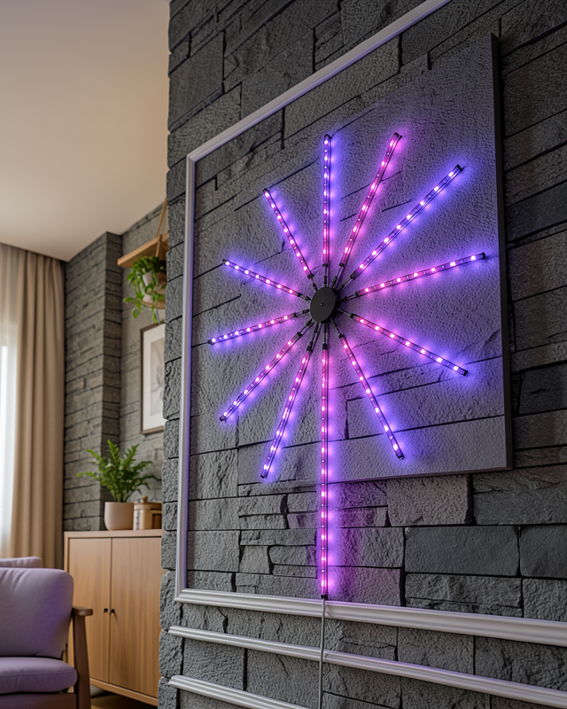 Dekoratif RGB Fireworks LED Duvar Işığı Çok Renkli Telefon Kontrollü LED Aydınlatma