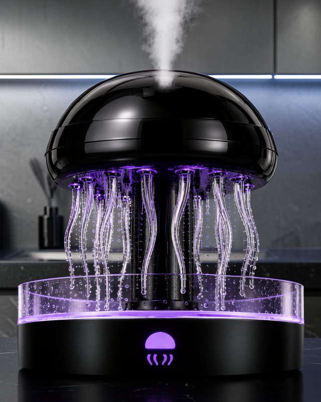 RGB Işıklı Denizanası Hava Nemlendirici Ultrasonik Buhar Makinesi 2H 4H 8H Zamanlayıcılı