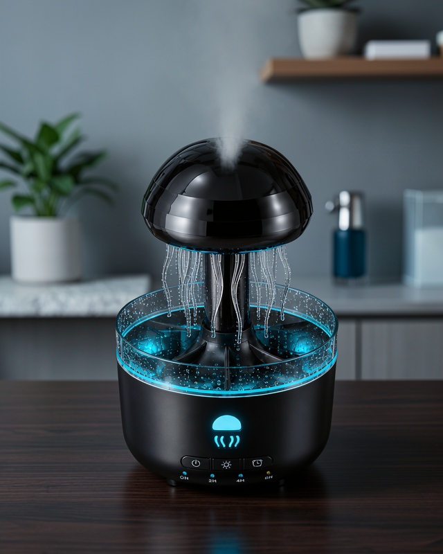 Ultrasonik Denizanası Hava Nemlendirici Sessiz Çalışan RGB Ortam Işıklı Aromaterapi Difüzörü