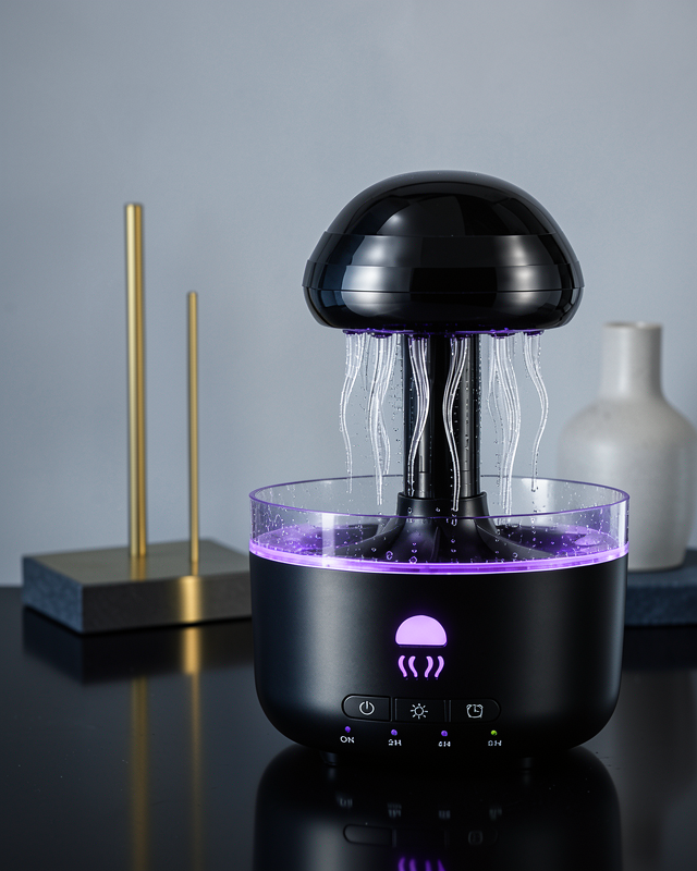 Dekoratif Denizanası Efektli Hava Nemlendirici RGB Gece Lambalı Ultrasonik Buhar Cihazı
