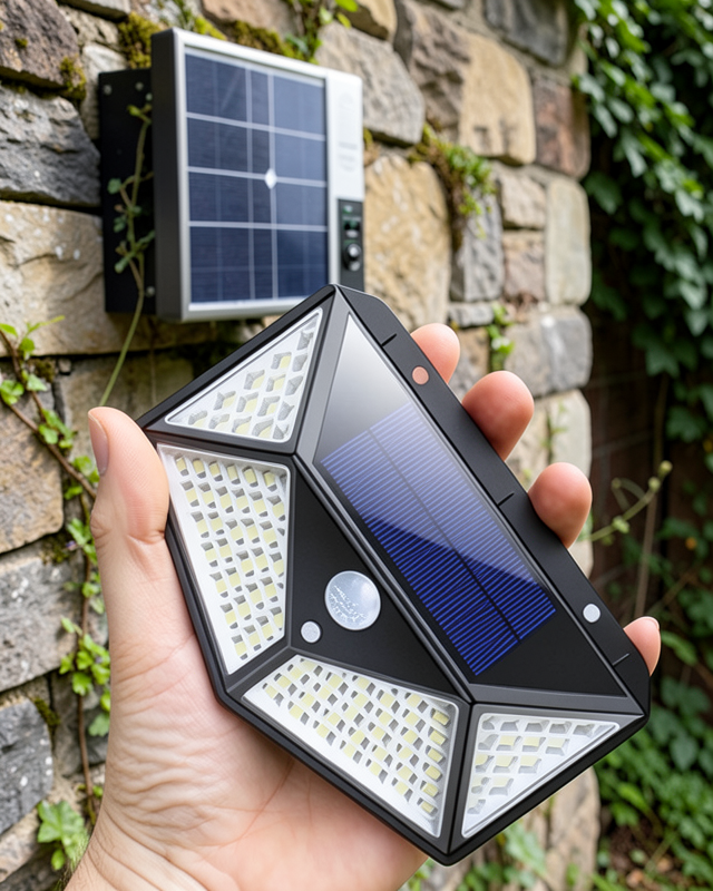 Güneş Enerjili Bahçe Aydınlatma Lambası Solar 100 Led Lamba