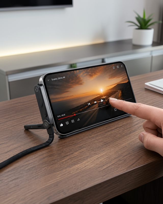 Katlanabilir Telefon Standlı 240W Type-C Hızlı Şarj Kablosu