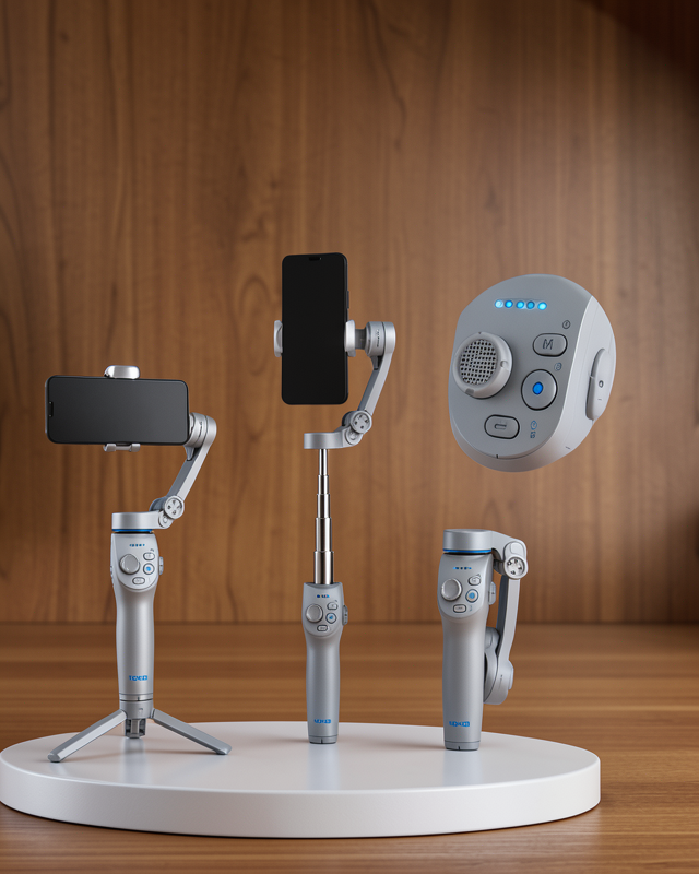 3 Eksen Telefon Gimbal Stabilizer Yapay Zeka Takipli Katlanabilir Dahili Dolgu Işıklı Video Sabitleyici