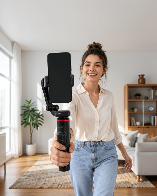 AI Yüz Takip Özellikli Gimbal Selfie Stick 360° Dönebilen Telefon Tutucu Uzayabilir Bluetooth Kumandalı