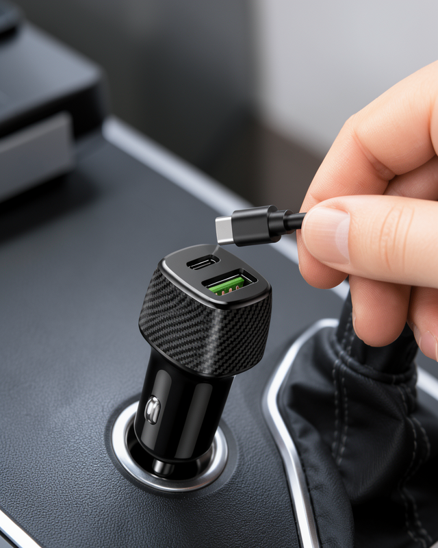 Kompakt Tasarımlı Type-C + USB Girişli Araç Şarj Başlığı