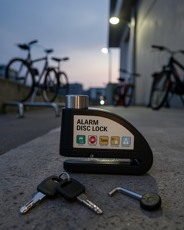 Titreşim Sensörlü Alarmlı Motosiklet Disk Kilidi 14mm Çelik Çift Kilitleme