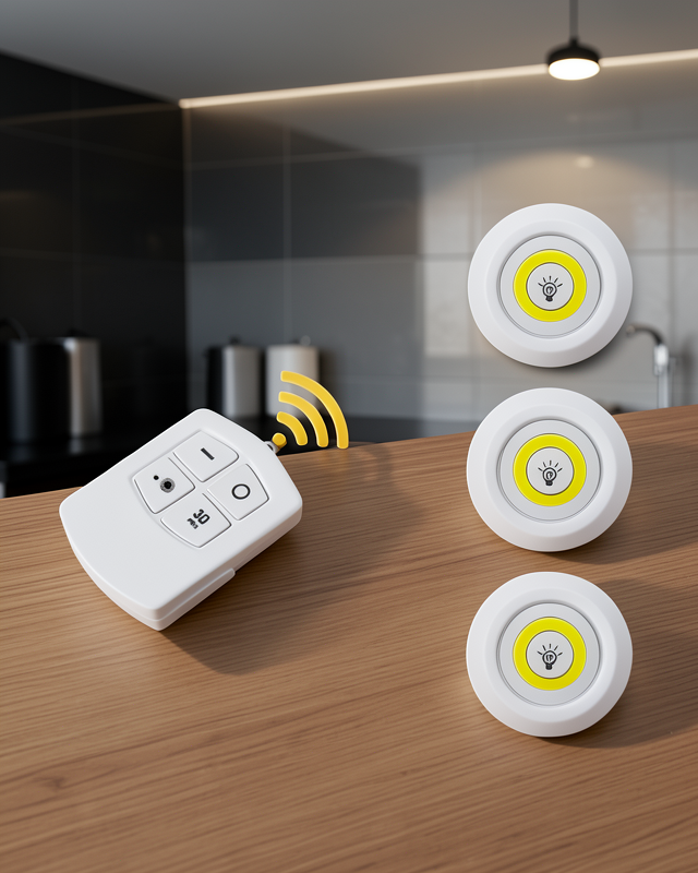 Led Lamba 3'lü Uzaktan Kumandalı Yapışkanlı Beyaz Işık