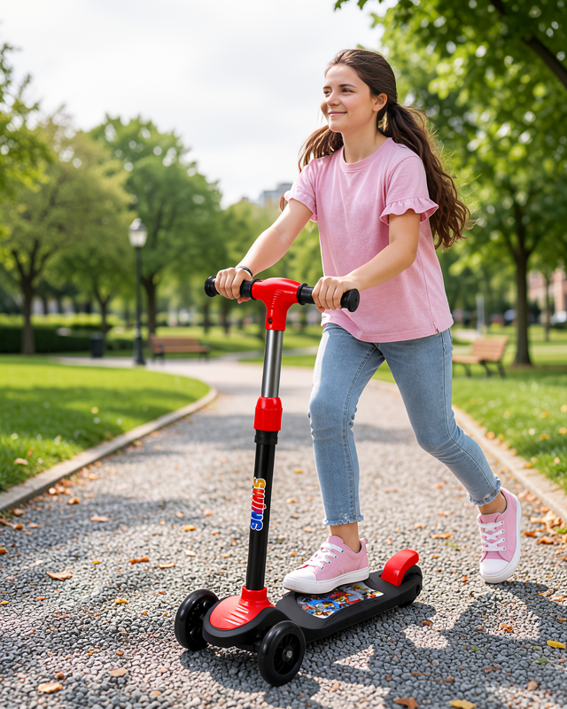 Çocuk Scooterı 3 Tekerlekli Denge Destekli Ayarlanabilir Gidonlu Çocuk Skuteri