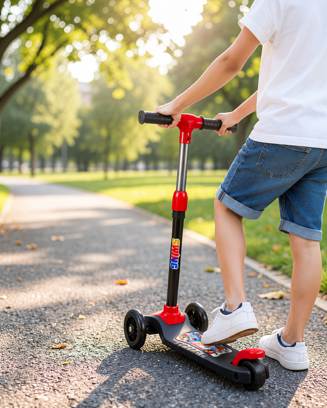 3 Tekerlekli Çocuk Scooterı Kaymaz Geniş Tabanlı Dengeli Sürüş Skuteri