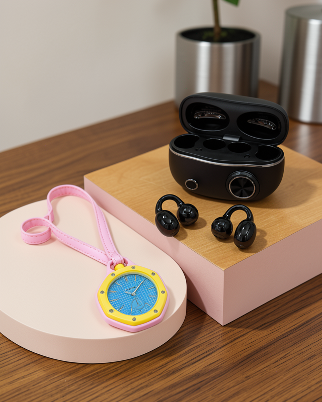 Kablosuz Kulaklık Seti ve Pembe Askılı Analog Charm Saat Günlük Kullanım Kampanyası