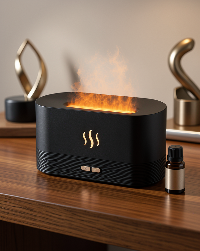 Alev Efektli Aroma Difüzörü Uçucu Yağ Destekli USB Hava Nemlendirici
