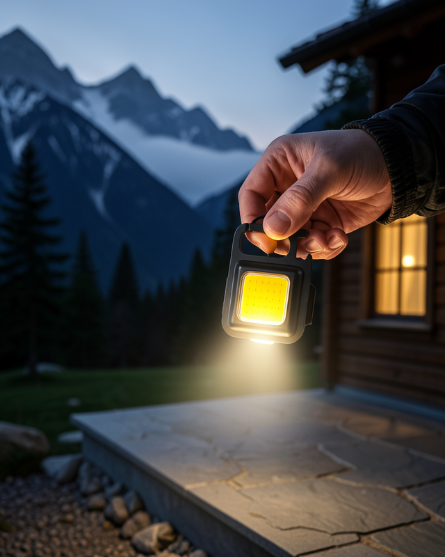 Şarjlı COB LED Anahtarlık Fener – 4 Modlu, Manyetik ve Katlanabilir Standlı Yeni Nesil