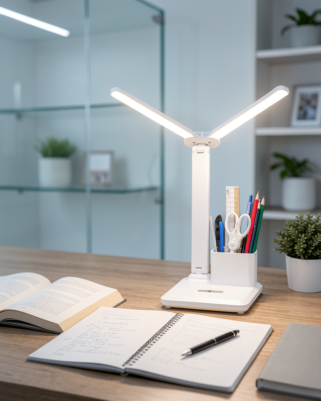 Kısılabilir LED Masa Lambası – Kalemlik ve Telefon Standlı, Göz Yormayan Işık Yeni Nesil