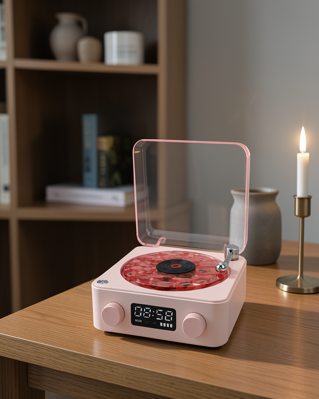 Bluetooth Hoparlörlü Gece Lambası Dijital Saatli Şeffaf Su Dalgası Işıklı Dekoratif