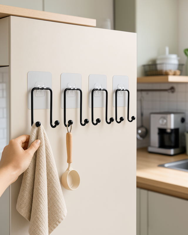 4 Adet Yapışkanlı Askı Çok Amaçlı Mutfak Banyo Düzenleyici Askılık