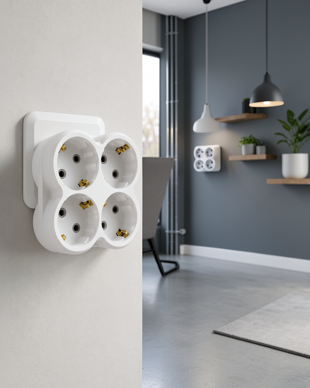2’li Set Kablosuz 4’lü Priz Çoklayıcı Direkt Duvar Prizine Takılan Adaptör