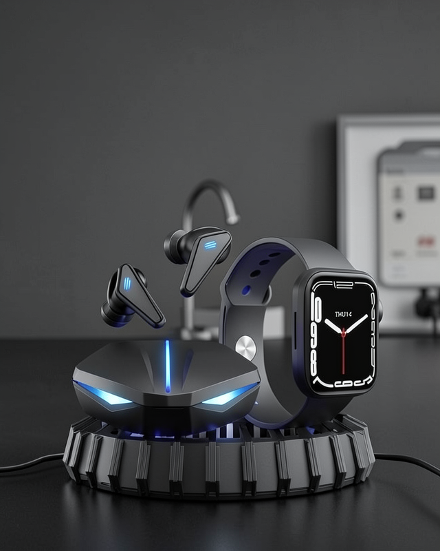 Yeni Nesil Akıllı Saat ve Kablosuz Kulaklık Kampanyası İkili Set Bluetooth Bağlantılı