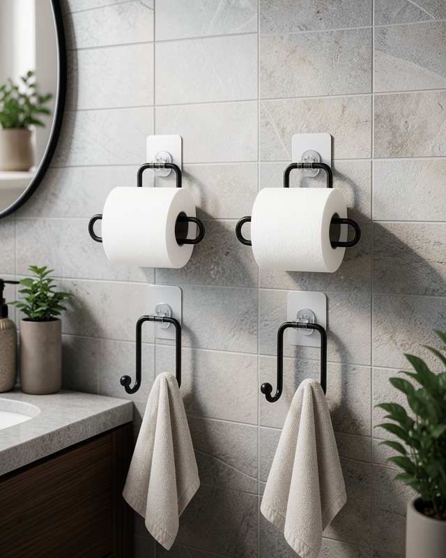 Banyo ve Mutfak İçin 4 Parça Set 2 Adet Kağıtlık 2 Adet Havlu Askısı