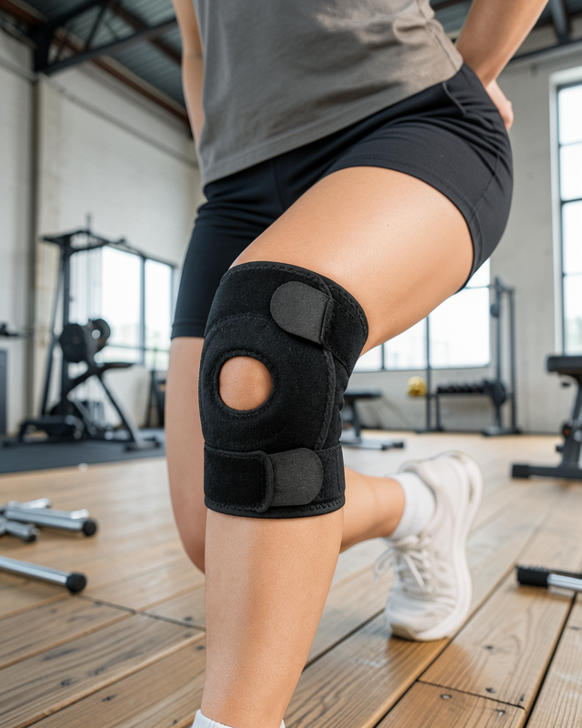 Sporcu Dizliği Açık Patella Tasarımlı Ayarlanabilir Cırtlı Kısa Diz Desteği