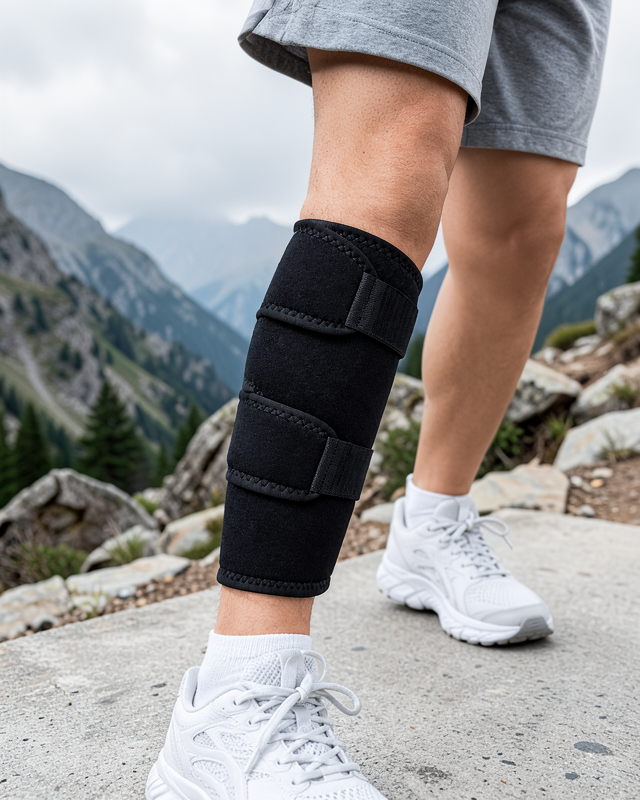 Ayarlanabilir Baldır Desteği Siyah Çift Bantlı Spor ve Yürüyüş Baldırlığı