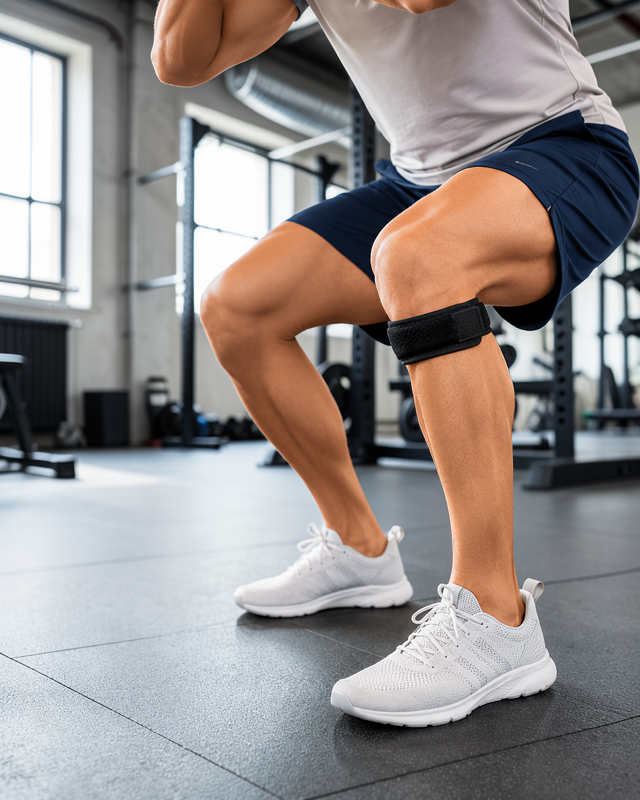 Diz Tendon Bandı Ayarlanabilir Cırtlı Sporcu Destek Bandı Siyah