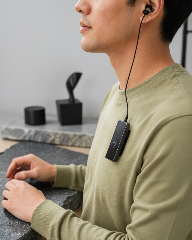 Klipsli Tek Kulaklıklı Kablosuz Bluetooth Kulaklık Dijital Ekranlı Taşınabilir Model