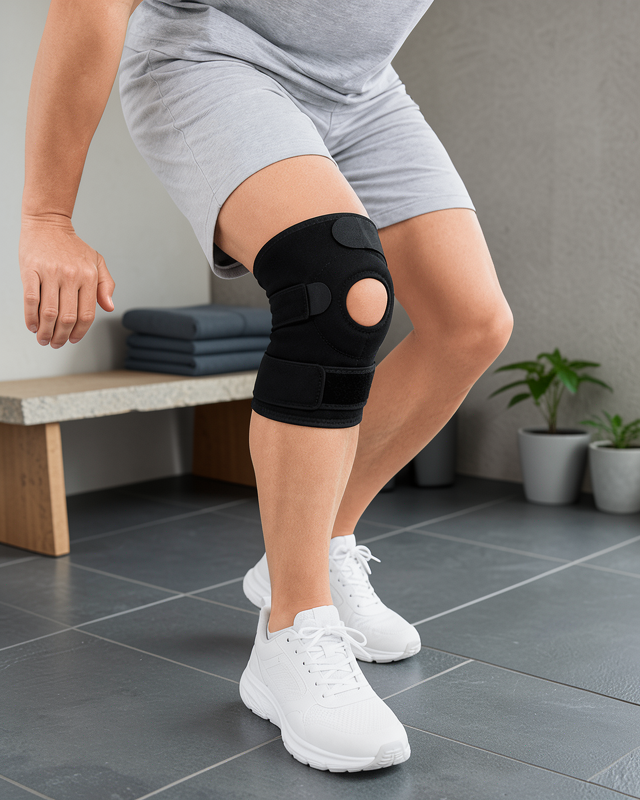 Siyah Ligamentli Dizlik Cırtlı Ayarlanabilir Kısa Diz Destekleyici