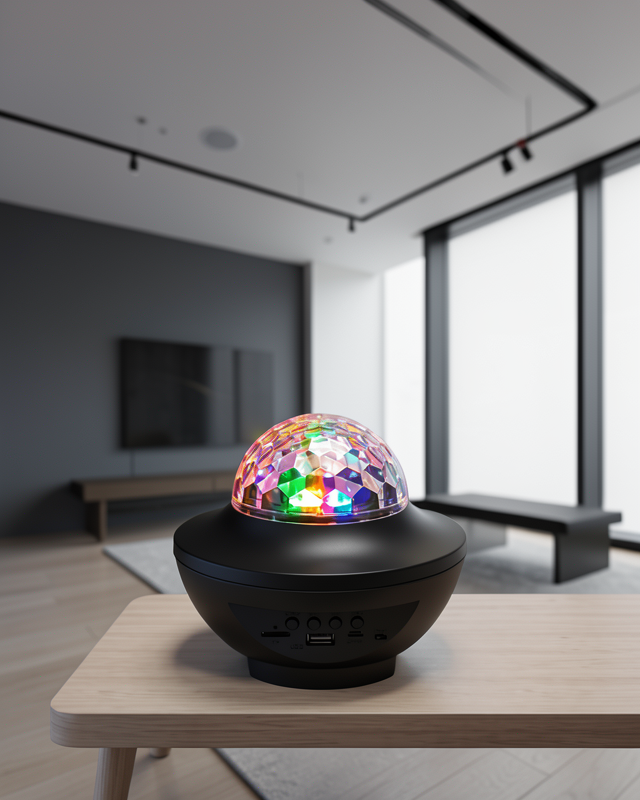 RGB Bluetooth Disko Lambası Dahili Hoparlörlü Müzikli Parti Işığı USB ve TF Kartlı