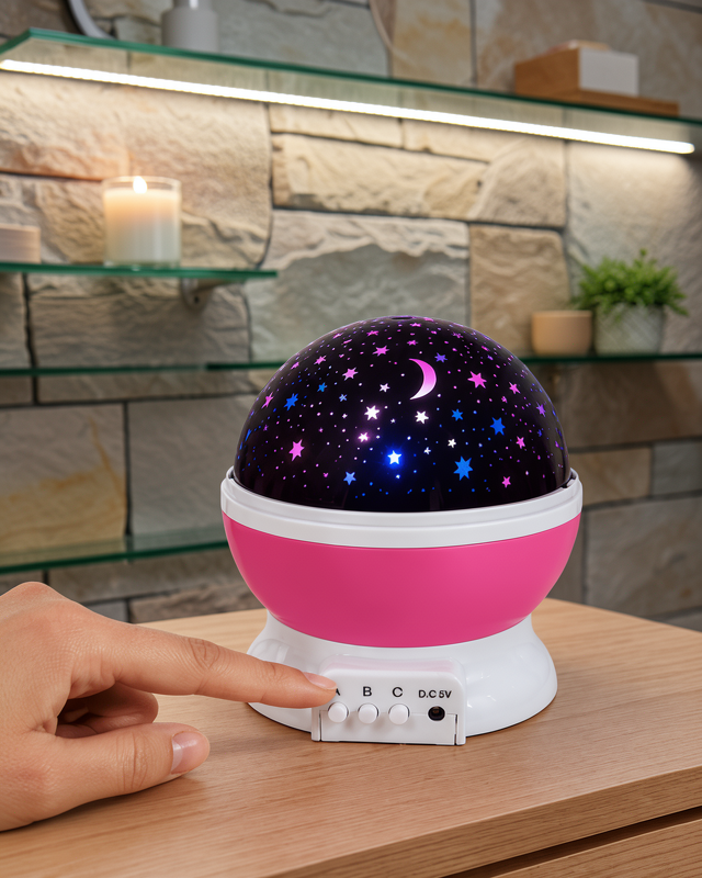 Yıldızlı Projeksiyon Gece Lambası Pembe Dekoratif Oda Aydınlatması
