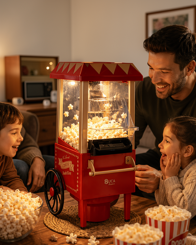 Sıcak Hava Popcorn Makinesi Yağsız Mısır Patlatıcı Nostaljik Tasarım