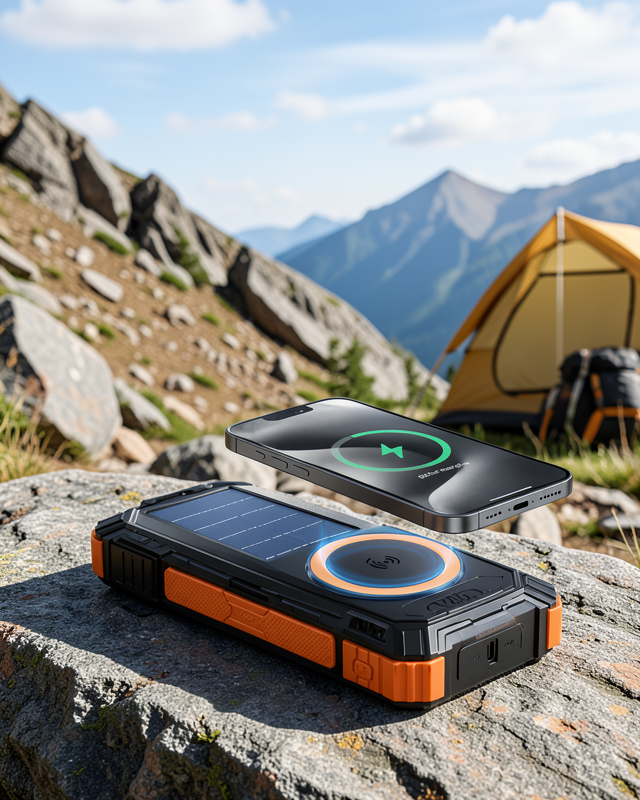 20000 mAh Powerbank Güneş Enerjili Kablosuz Şarj Hızlı Şarj Taşınabilir Batarya