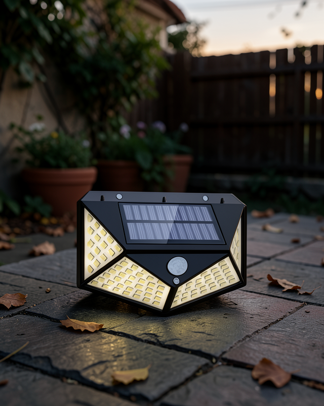 Güneş Enerjili 100 LED Dış Mekan Lamba Hareket Sensörlü, Uzun Süreli Şarj Solar Aydınlatma