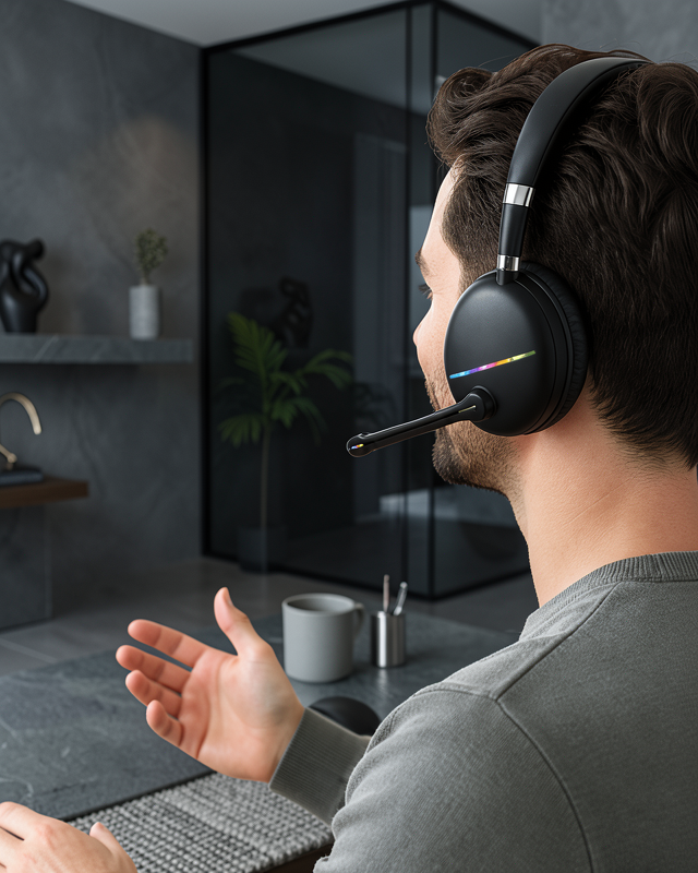 Bluetooth 5.0 Kablosuz Kulak Üstü Kulaklık Mikrofonlu RGB Aydınlatmalı