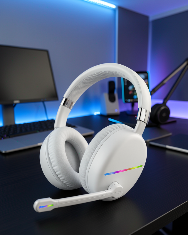 Beyaz Kablosuz Bluetooth Kulaklık Mikrofonlu Ergonomik Kulak Üstü Tasarım