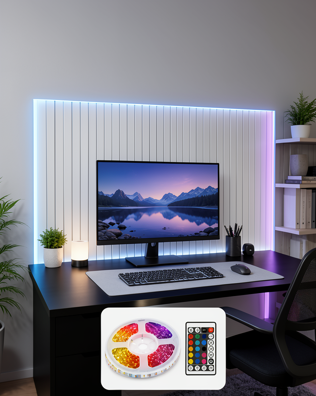 5M RGB Şerit LED Seti 12V 2835 SMD Kumandalı Ev Oda ve Dekoratif Ambiyans Aydınlatma