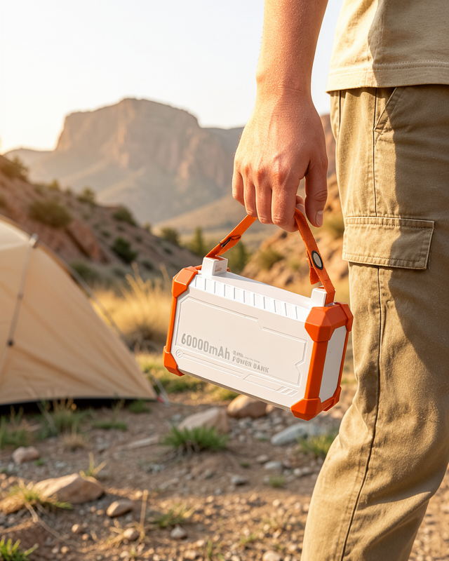 60000 mAh Yüksek Kapasiteli Powerbank 22.5W Hızlı Şarj 4 Entegre Kablolu Dijital Göstergeli Taşınabilir Şarj Cihazı