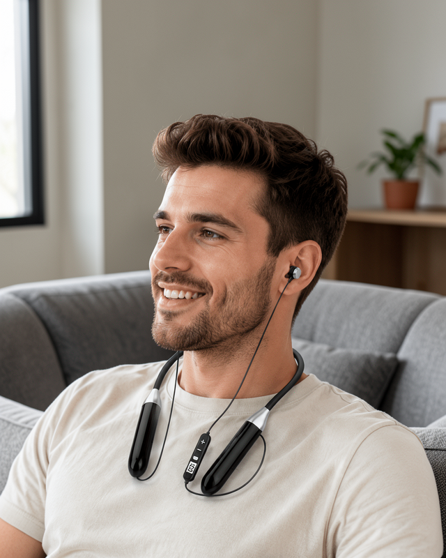 Uzun Kullanım Süreli Bluetooth Kulaklık Boyun Bantlı Mikrofonlu Kablosuz Müzik ve Görüşme Kulaklığı