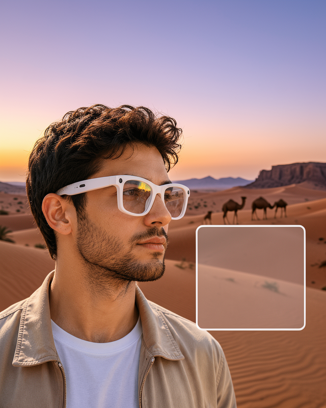 3 Lensli Kameralı Akıllı Gözlük AI Sesli Asistan Çeviri Bluetooth Görüşme Müzik Fotoğraf Video Kayıt Özellikli