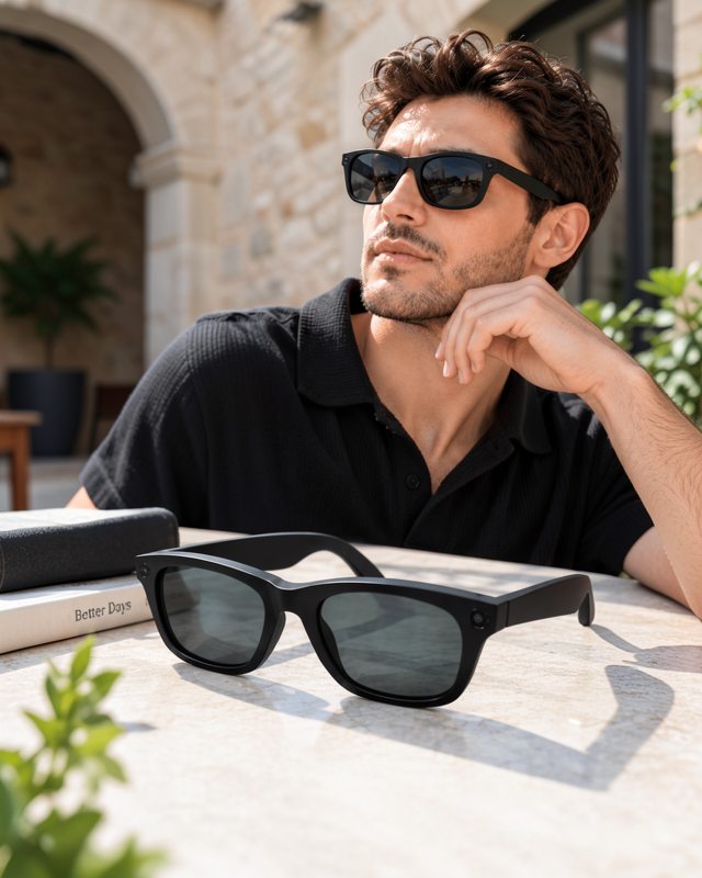 Kameralı Akıllı Güneş Gözlüğü Smart Glasses Siyah Şık Tasarım