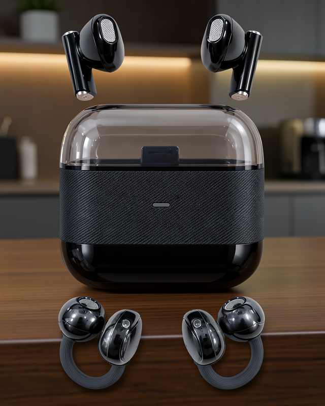 Kablosuz Bluetooth Kulaklık 2’si 1 Arada Klipsli Kulak İçi 4’lü Siyah