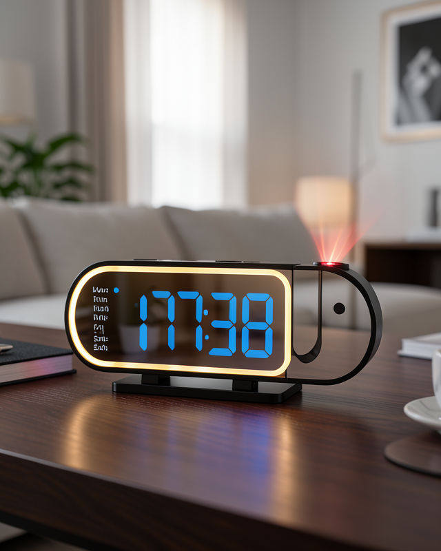 Şık Tasarımlı LED Masa Saati Dijital Ekran Alarm 12 24 Saat ve Sıcaklık Göstergeli