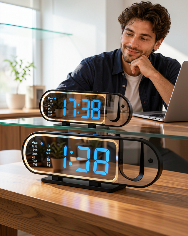 Modern Dijital LED Masa Saati Alarm Özellikli 12 24 Saat Seçenekli Sıcaklık Göstergeli Ekran