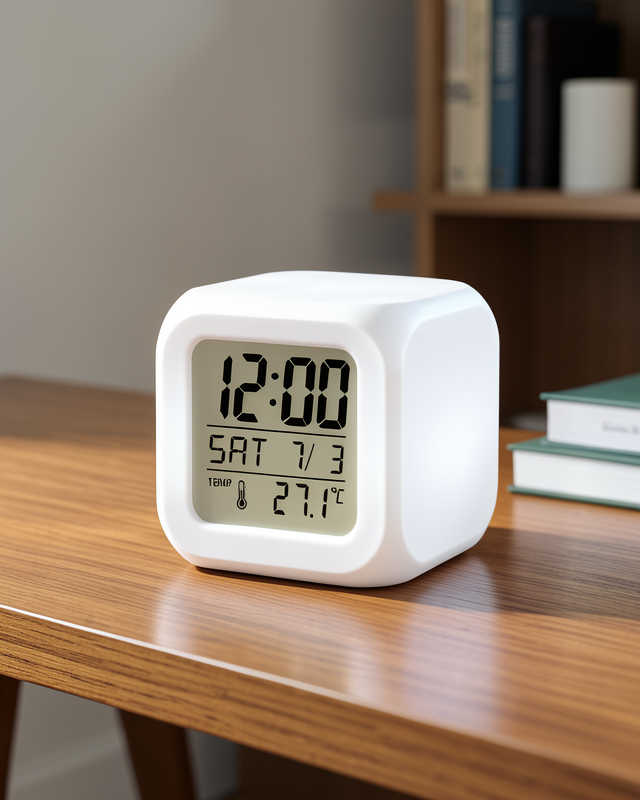 LED Aydınlatmalı Küp Saat Dijital Alarm Tarih ve Sıcaklık Göstergeli
