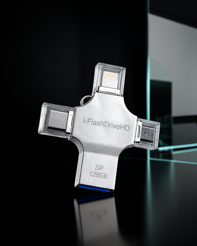 Çoklu Cihaz Uyumlu 128GB 4in1 USB Flash Bellek Lightning Type-C USB-A MicroUSB