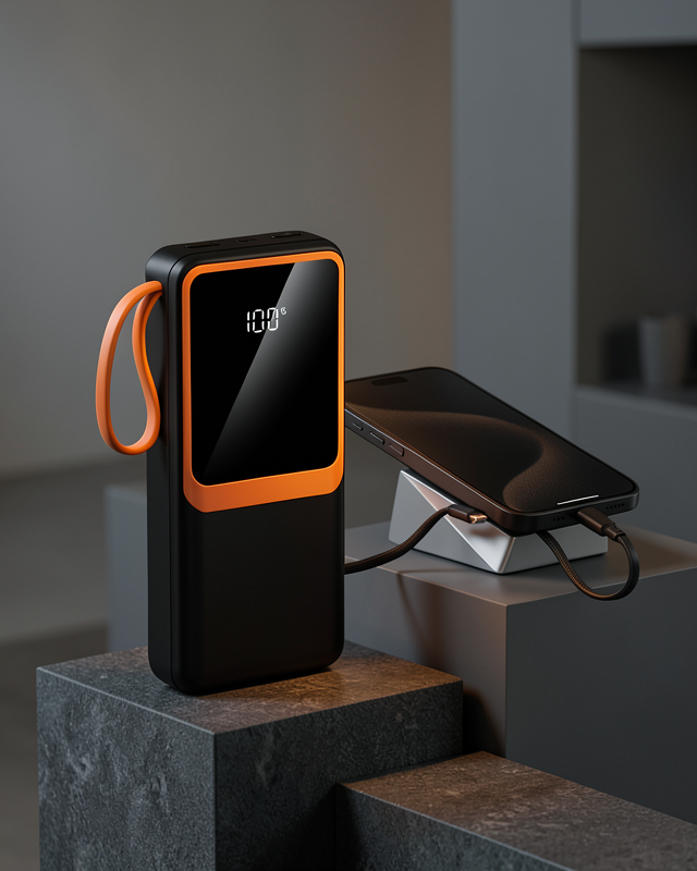 Dahili Çoklu Kablolu 20000 mAh Powerbank Dijital Pil Göstergeli Telefon Şarj Cihazı