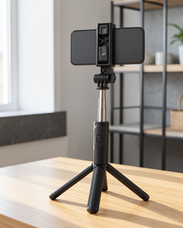 Seyahat ve Günlük Kullanım İçin Bluetooth Kumandalı Siyah Selfie Çubuğu